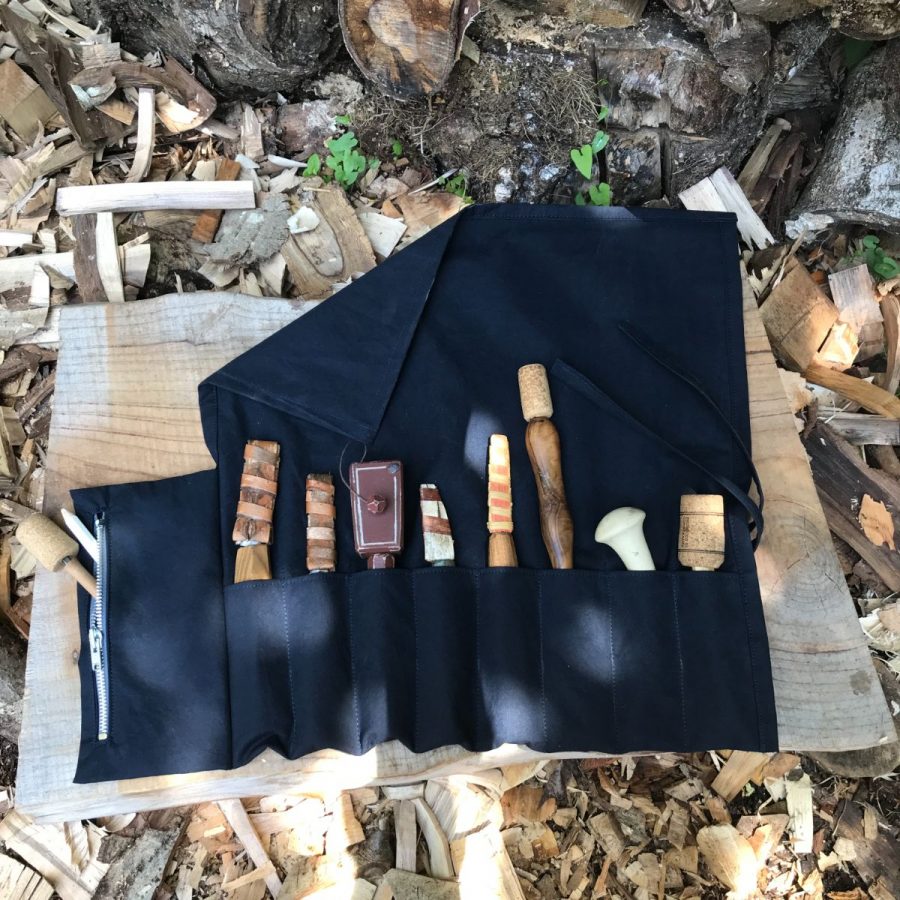 Navy Blue Waxed Canvas Tool Roll