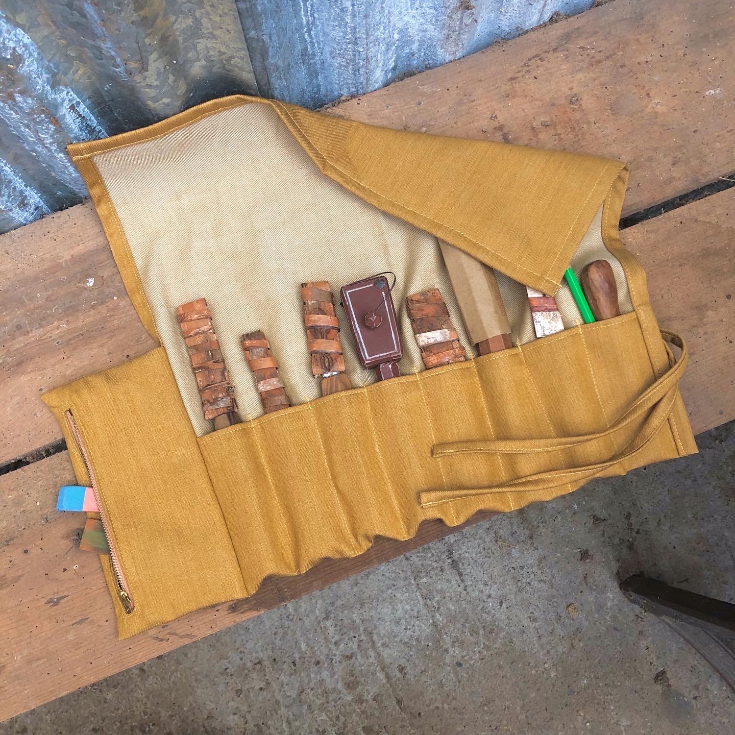 Golden Ochre Denim Tool Roll