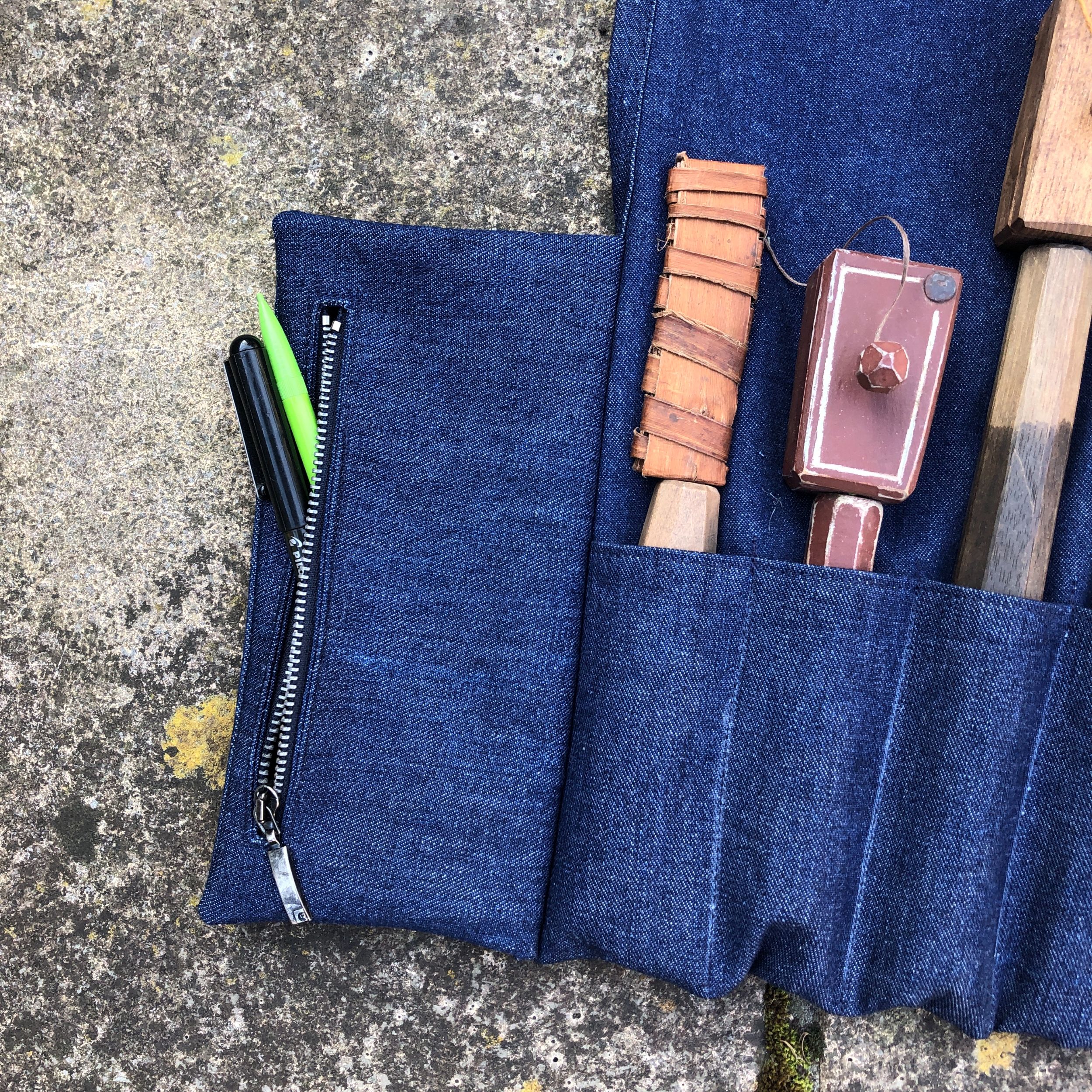 Dark Blue Denim Tool Roll - Image 3