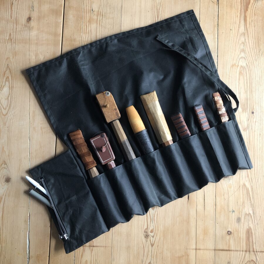 Black Waxed Canvas Tool Roll