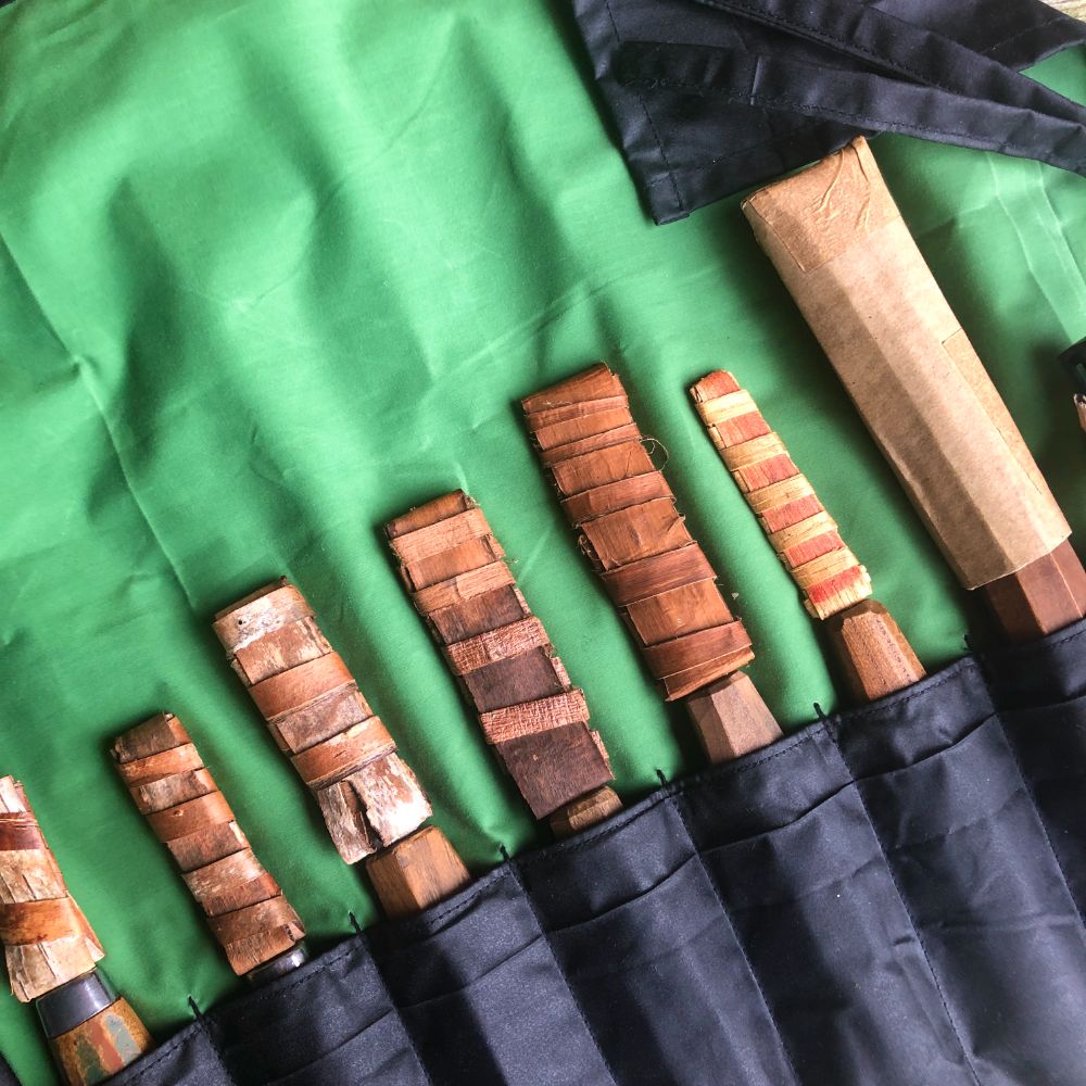 Black and Bright Green Waxed Cotton Tool Roll - Image 3