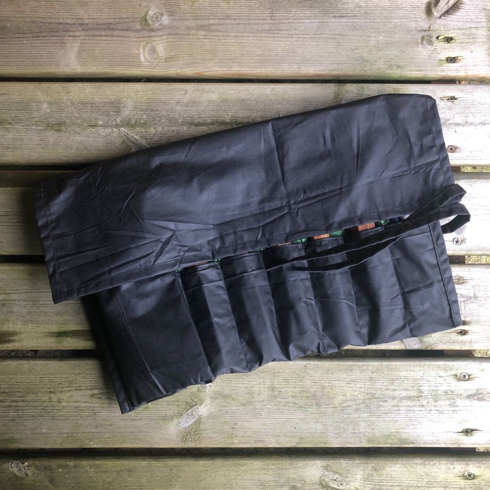 Black and Bright Green Waxed Cotton Tool Roll - Image 4