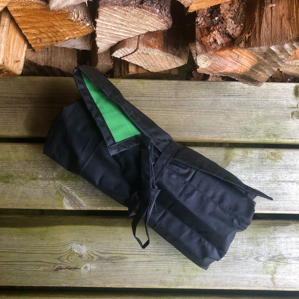 Black and Bright Green Waxed Cotton Tool Roll - Image 5