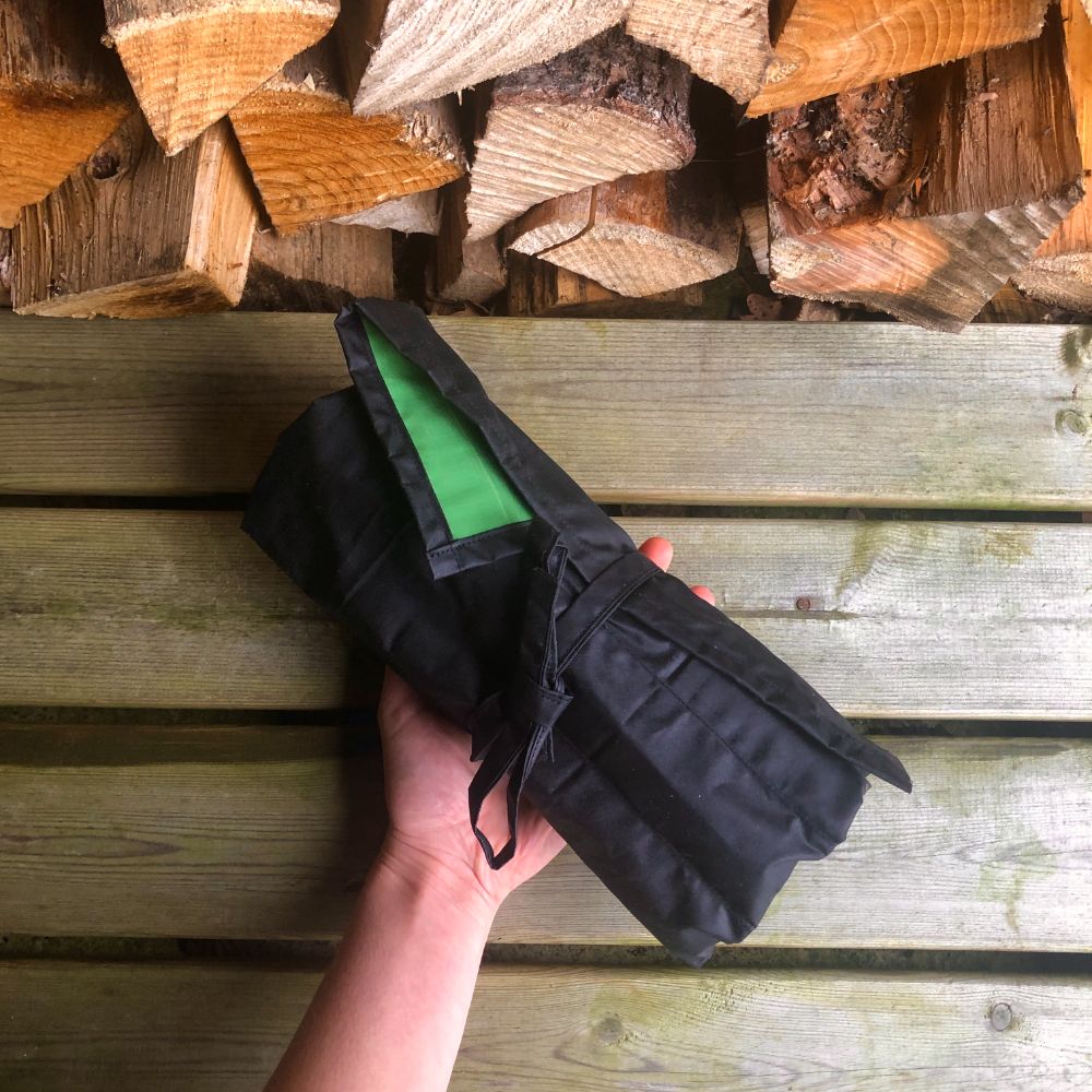 Black and Bright Green Waxed Cotton Tool Roll - Image 6