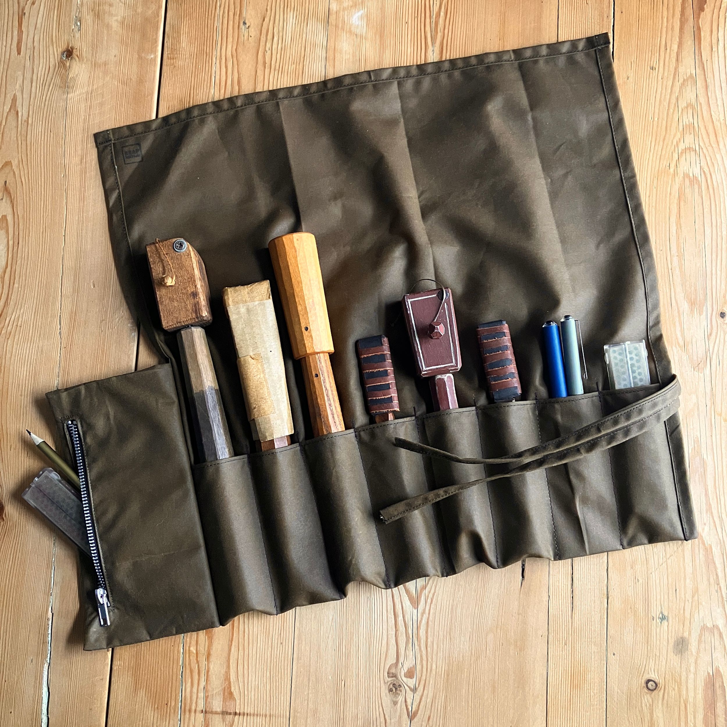 Brown Waxed Canvas Tool Roll