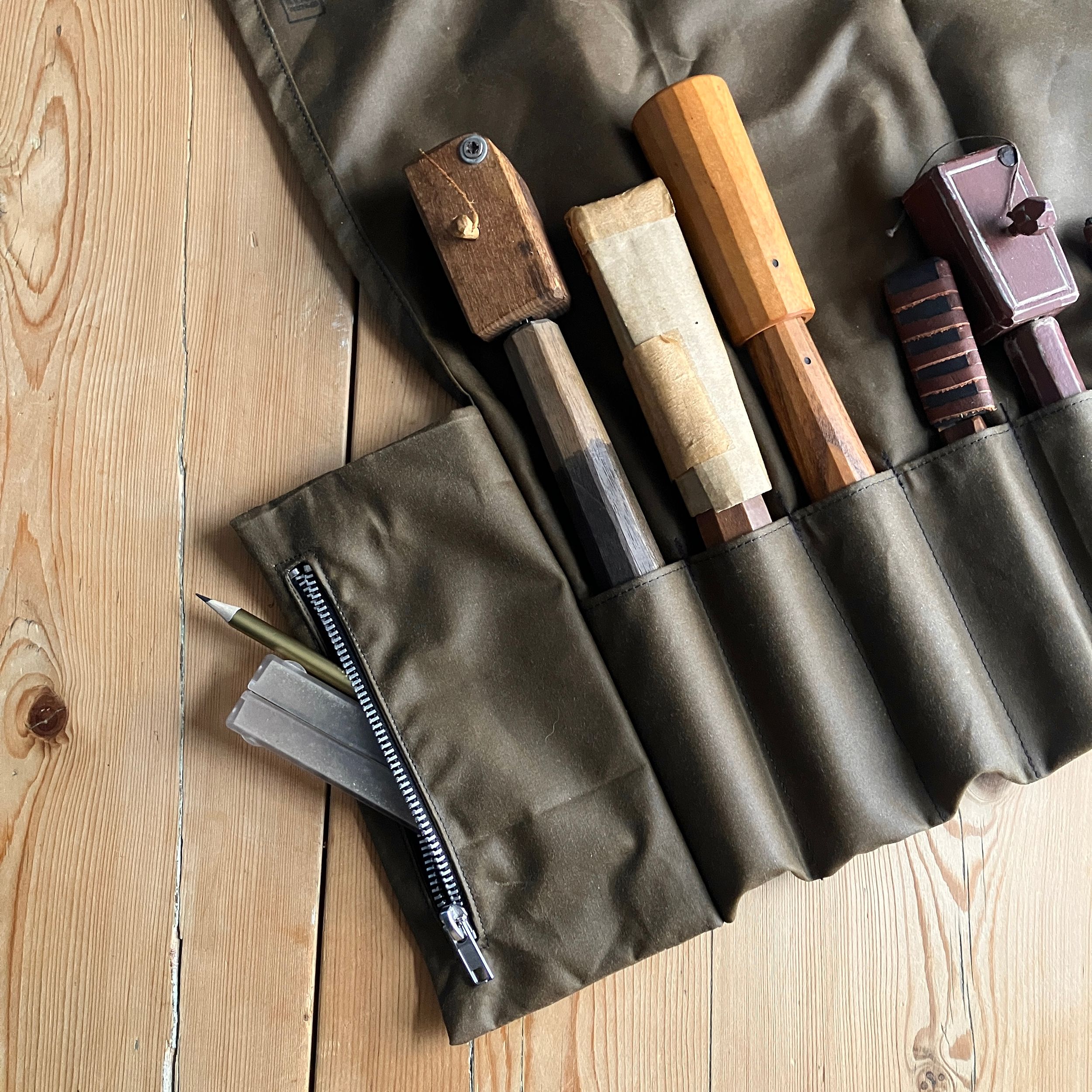 Brown Waxed Canvas Tool Roll - Image 2