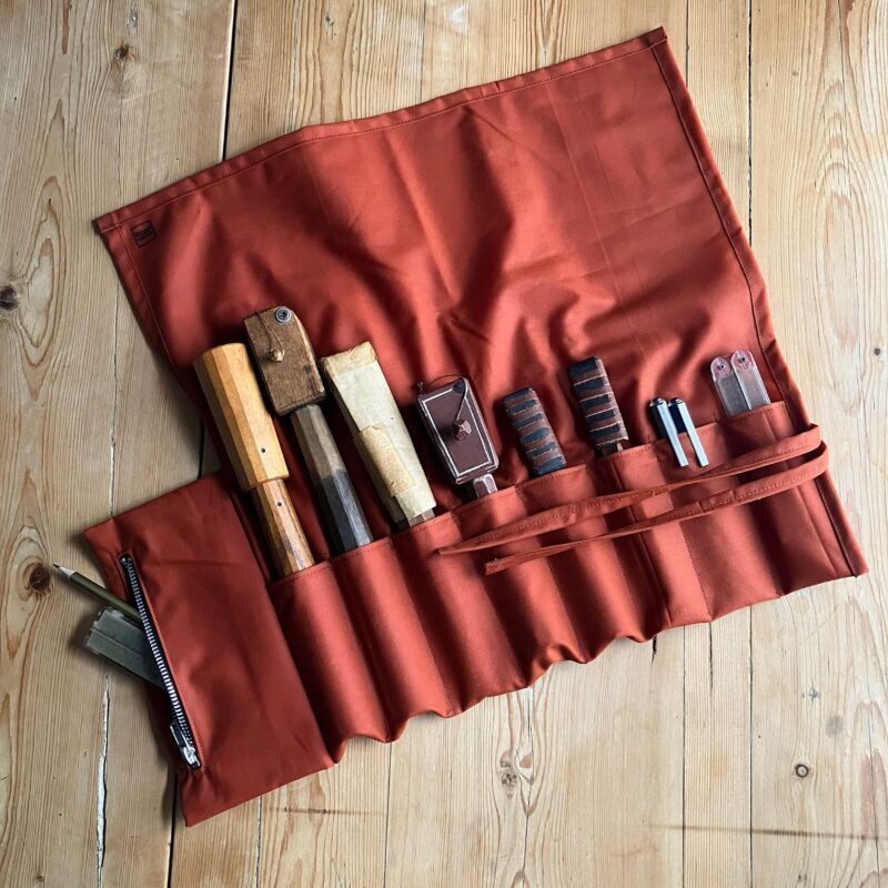 Brick Red Waxed Cotton Tool Roll