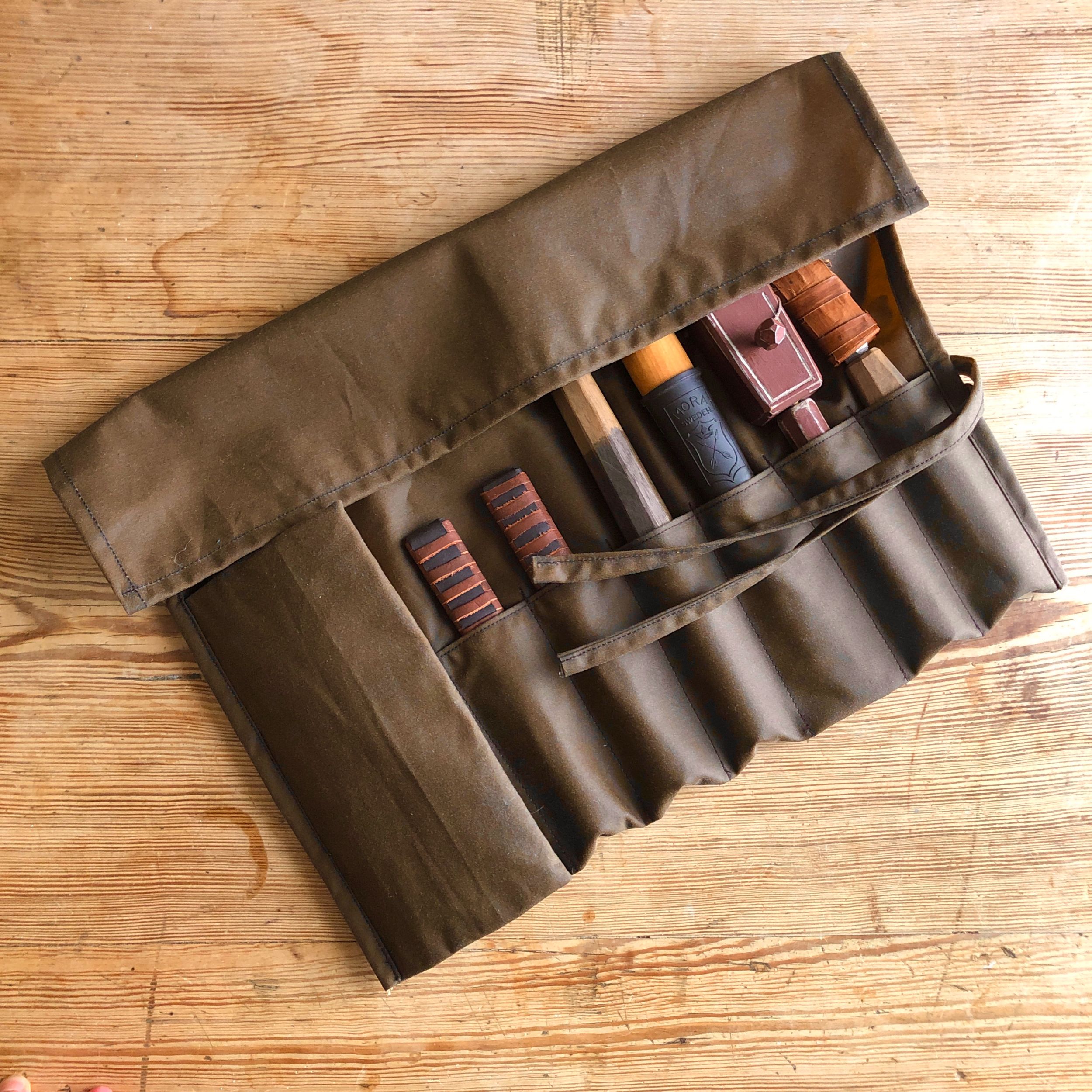 Warm Brown Waxed Canvas Tool Roll - Image 3