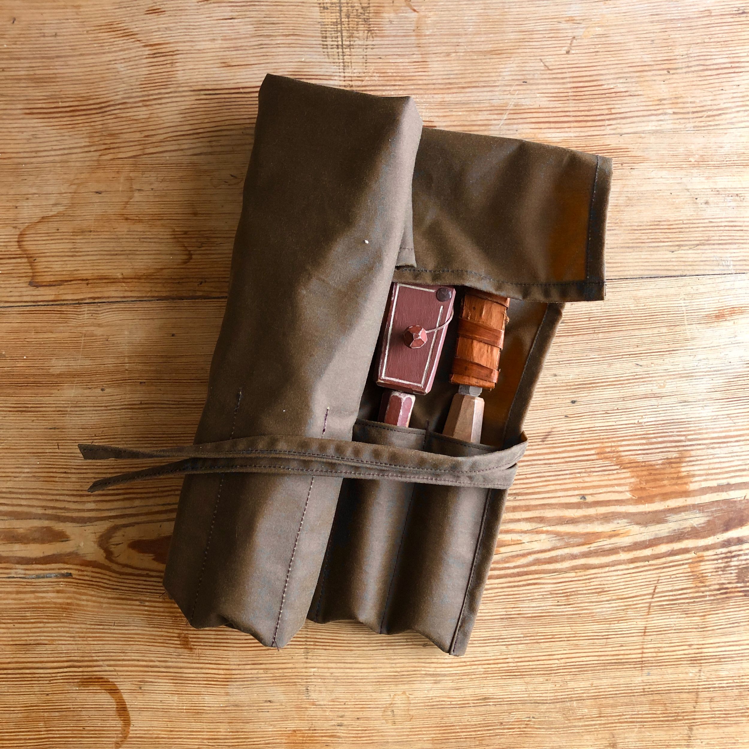Warm Brown Waxed Canvas Tool Roll - Image 4