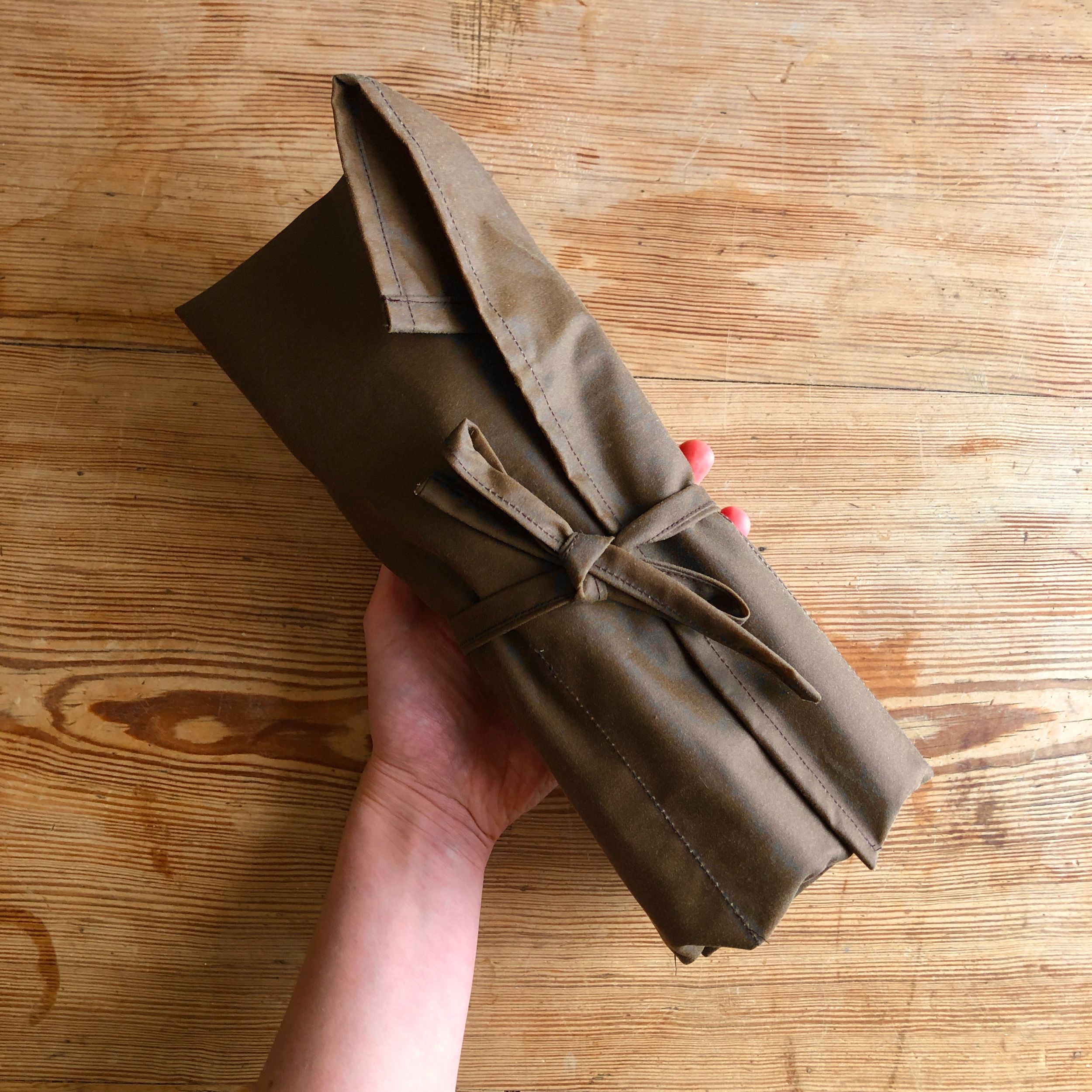 Warm Brown Waxed Canvas Tool Roll - Image 6