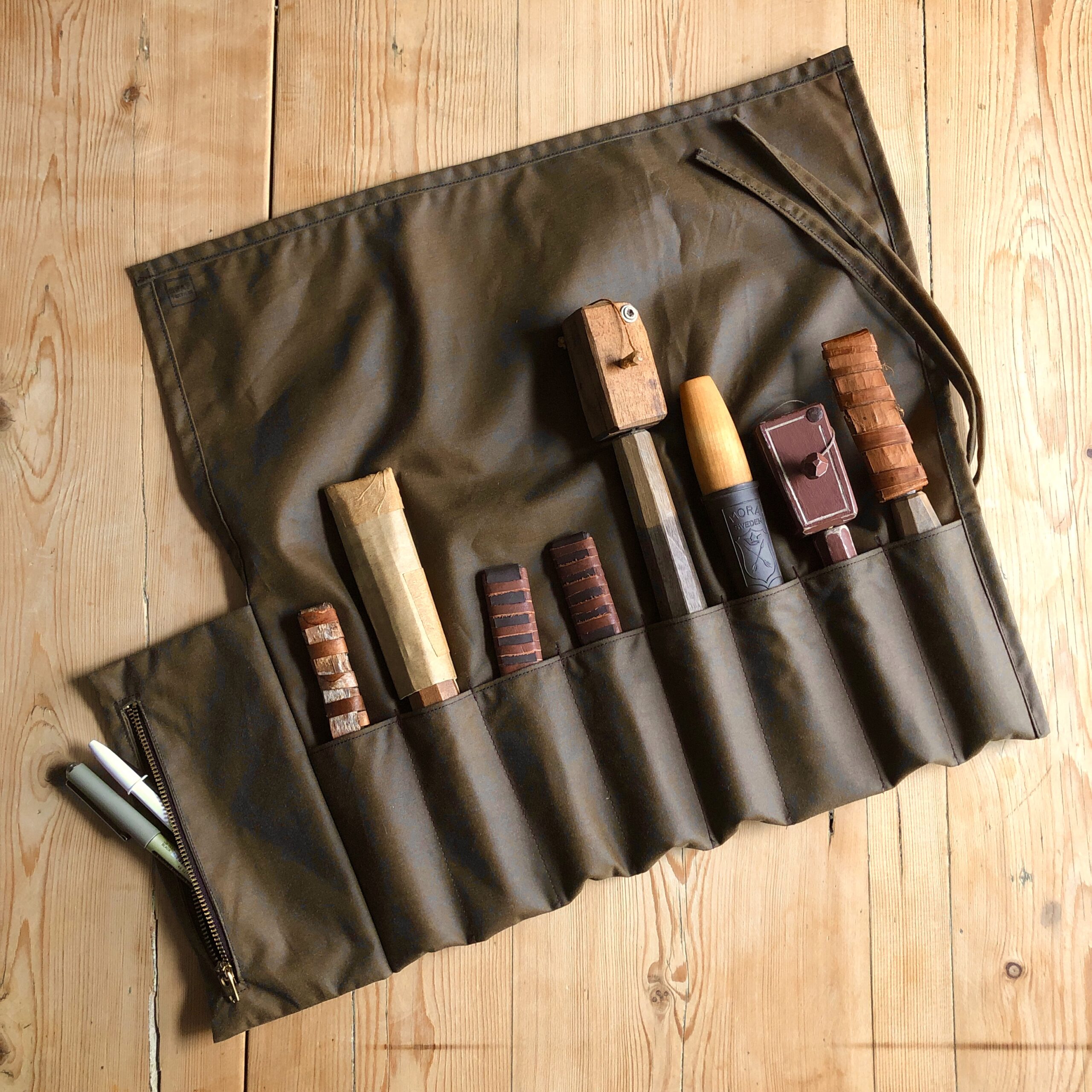 Warm Brown Waxed Canvas Tool Roll