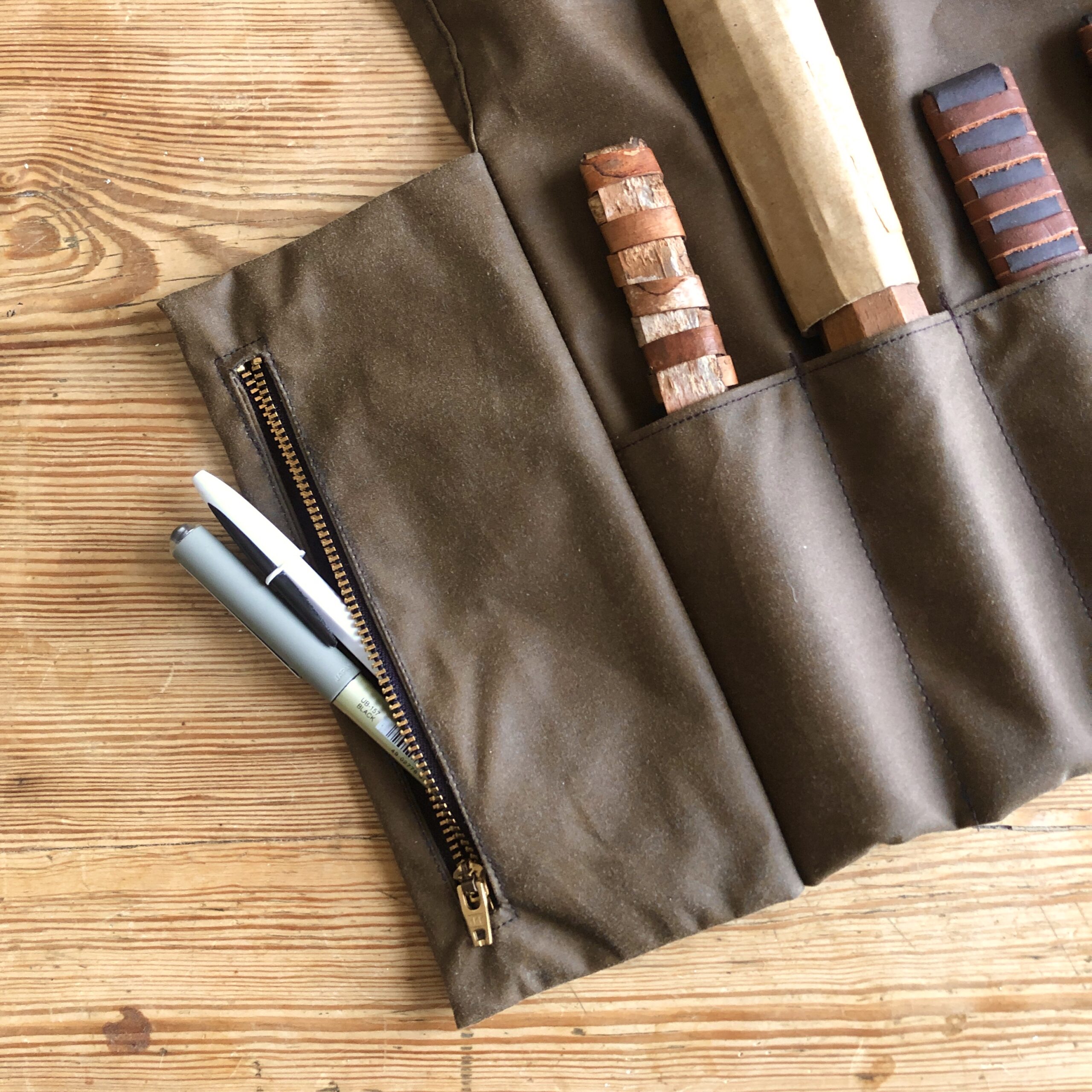 Warm Brown Waxed Canvas Tool Roll - Image 2